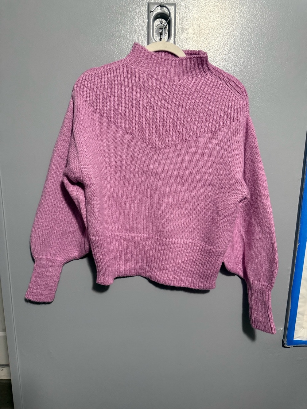Zenana Bright Mauve Rib-Knit Mock Neck Sweater - Picture 2 of 5